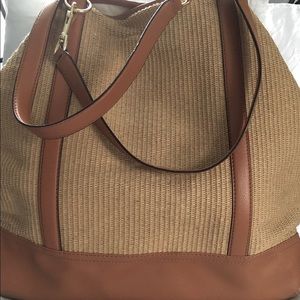 Michael Kors Raffia & Leather Bucket Handbag